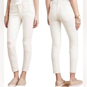 MOTHER High Waisted Looker Ankle Fray Tea & Biscuits Skinny Jeans Size 28